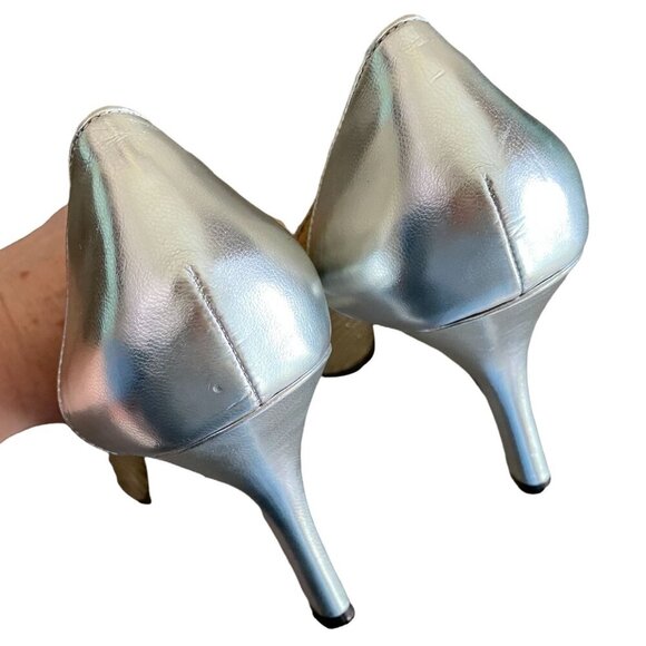 Style & Co. "Freckles" Peep Toe Metallic Heels Formal Special Occasion SZ 6.5 - Picture 6 of 12